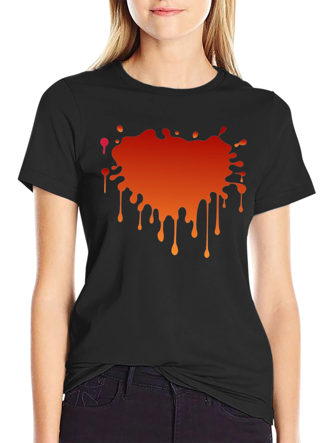 Black T-Shirt with Abstract Orange Gradient Graphic