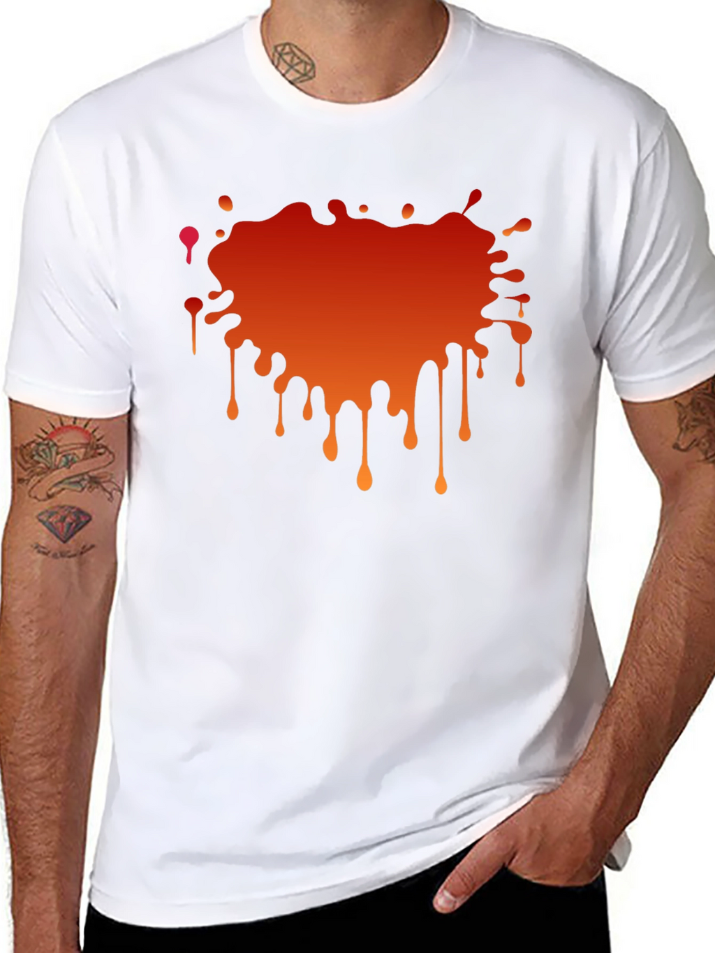Black T-Shirt with Abstract Orange Gradient Graphic