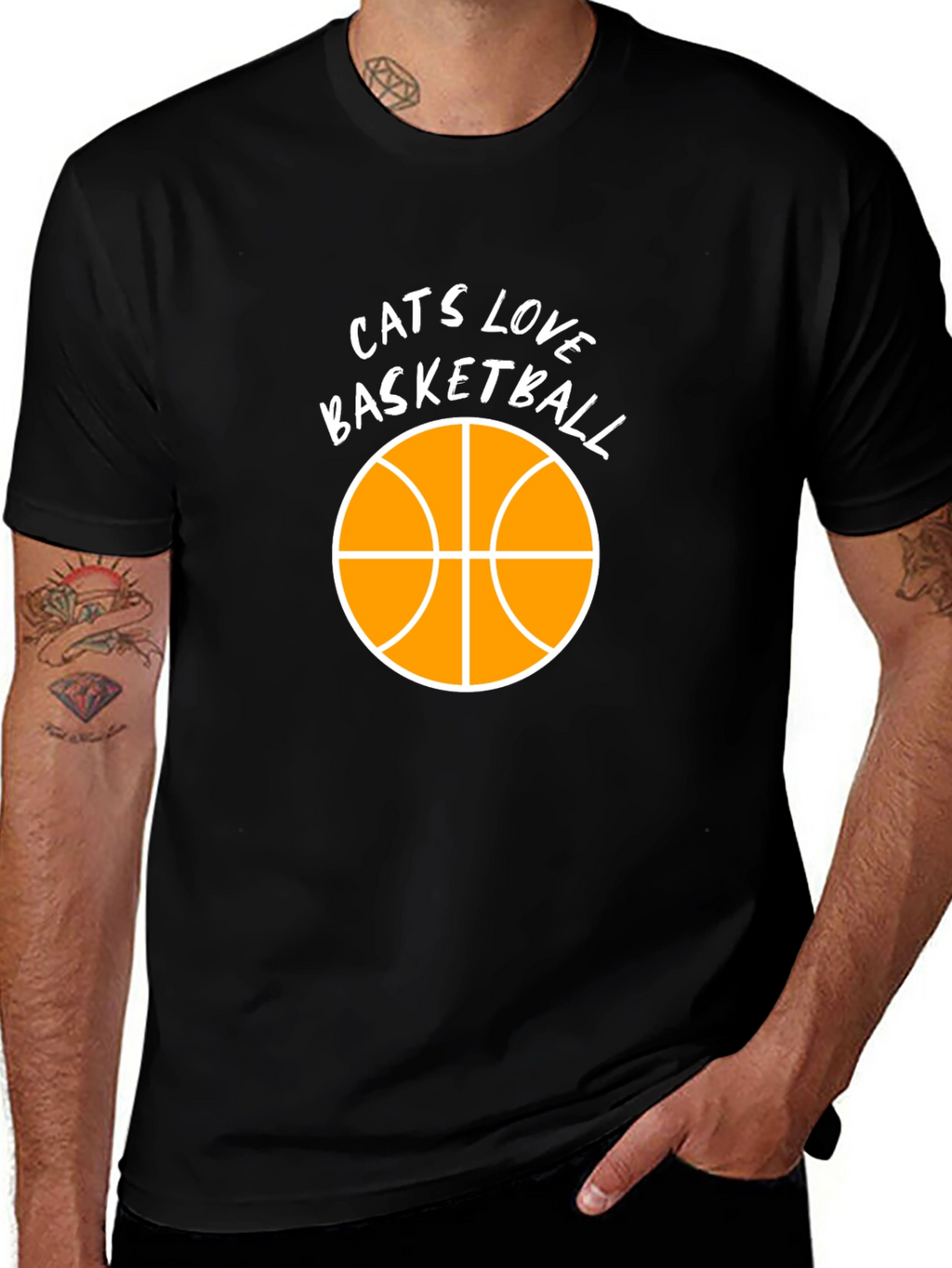 Cats Love Basketball Graphic Tee