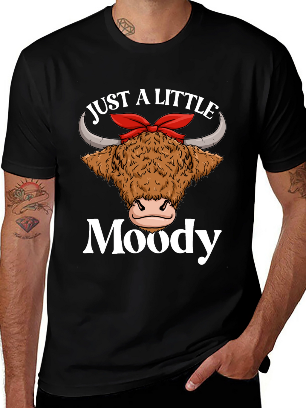 Just a Little Moody Highland Cow Graphic T-Shirt