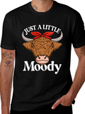 Just a Little Moody Highland Cow Graphic T-Shirt