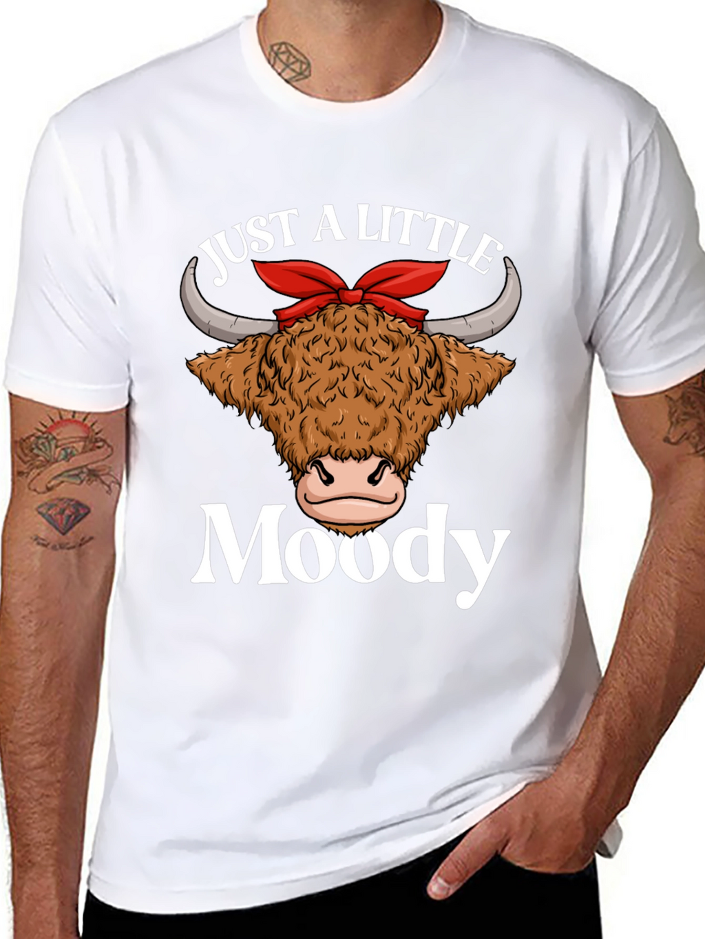 Just a Little Moody Highland Cow Graphic T-Shirt