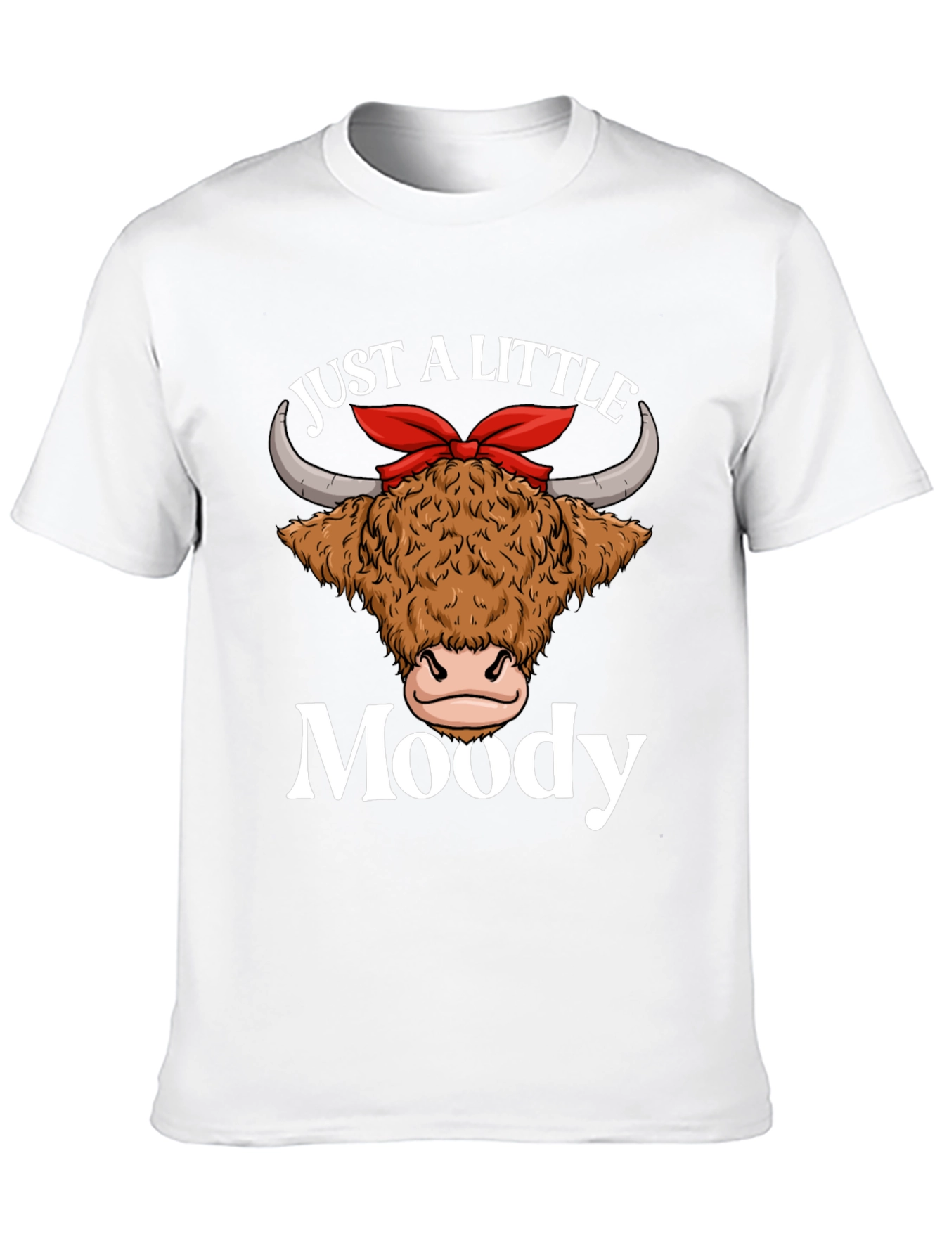 Just a Little Moody Highland Cow Graphic T-Shirt