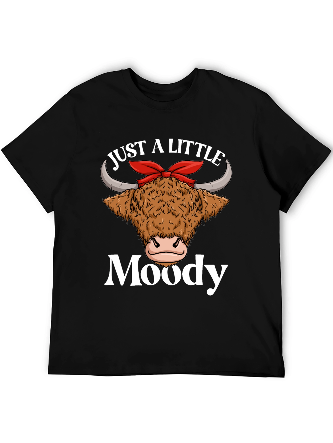 Just a Little Moody Highland Cow Graphic T-Shirt