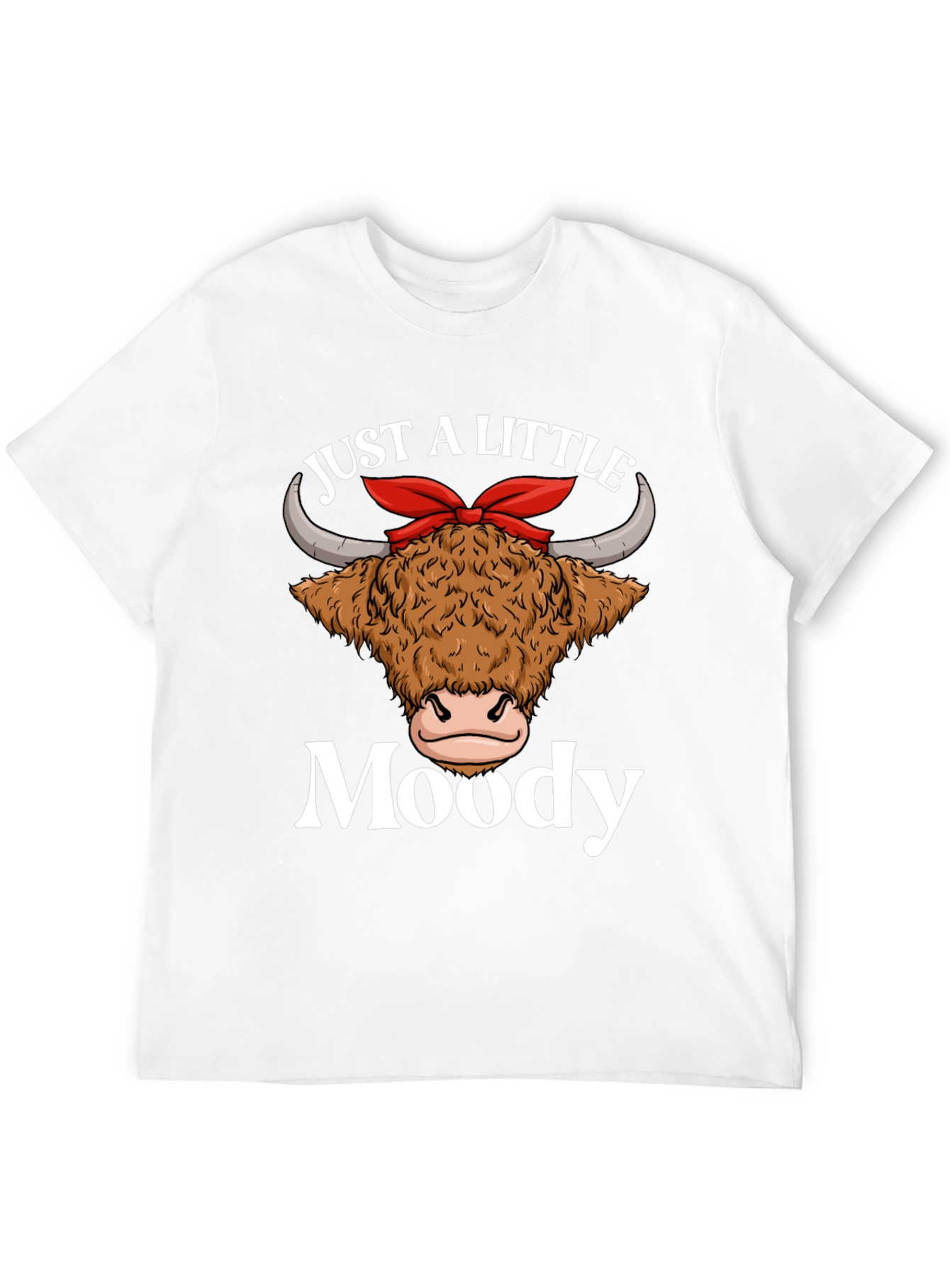 Just a Little Moody Highland Cow Graphic T-Shirt