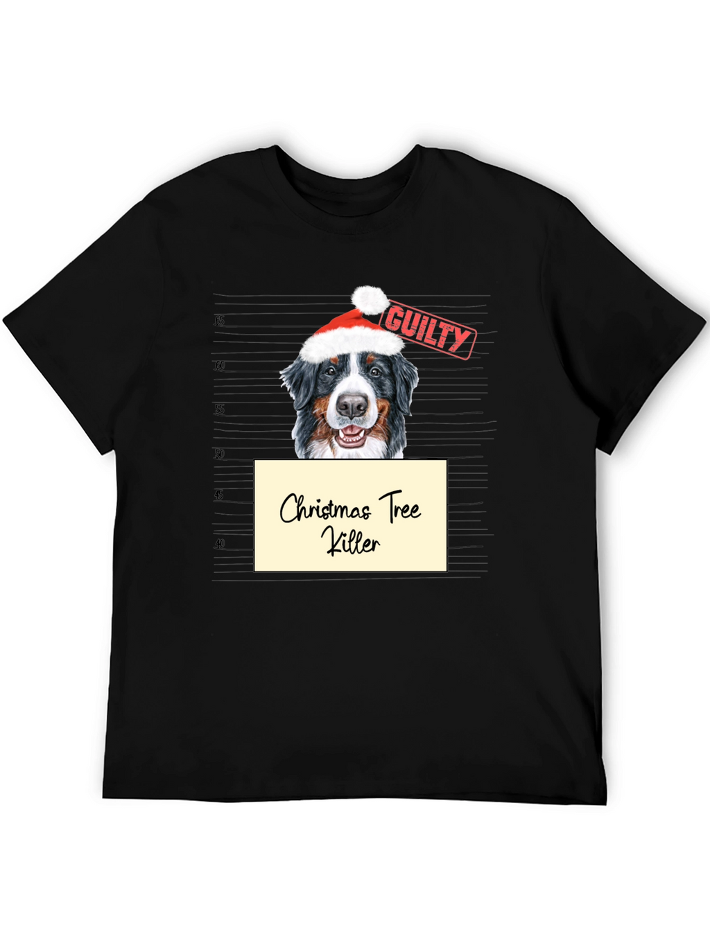 Christmas Tree Killer Dog Mugshot Graphic Tee