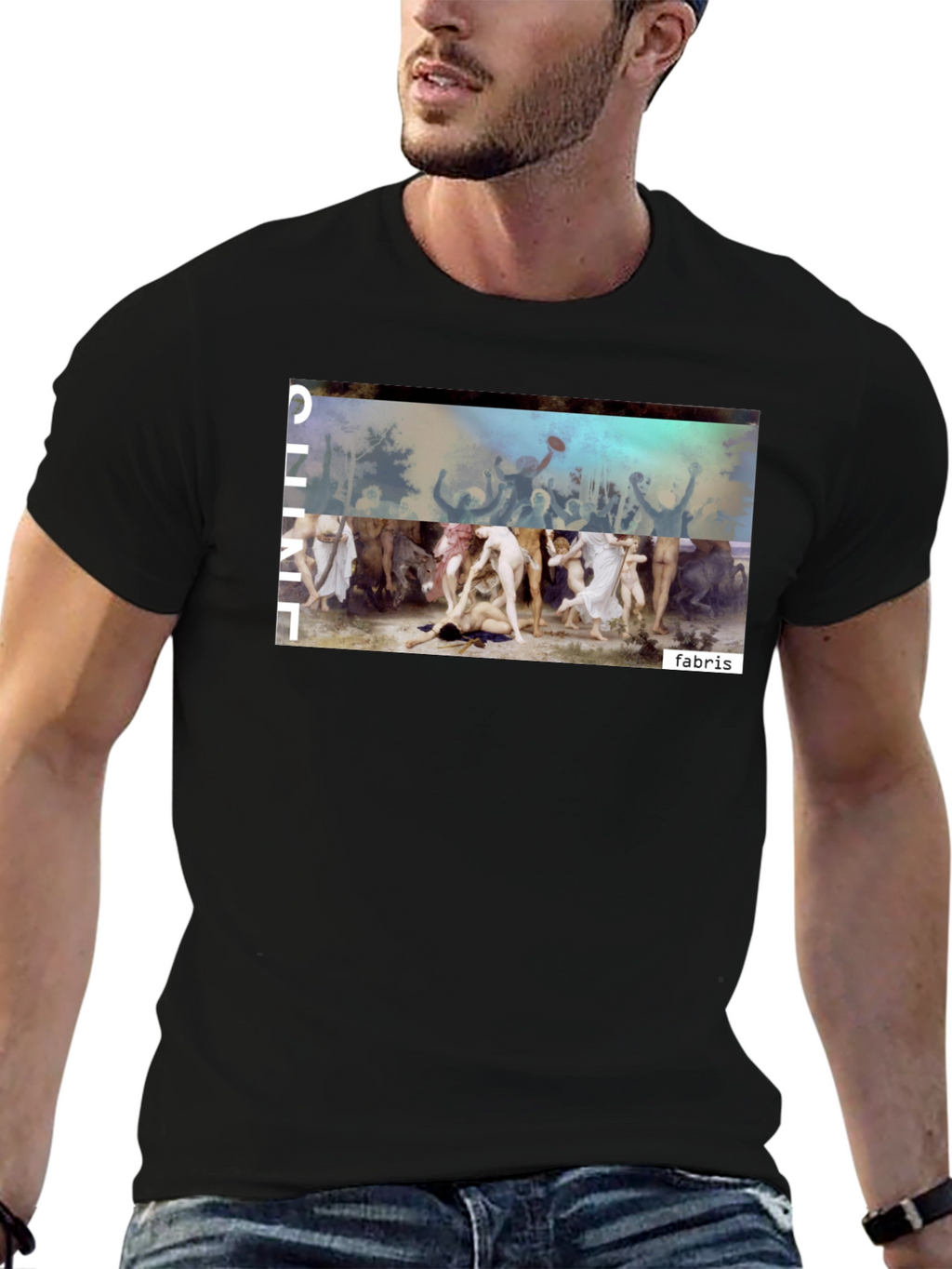 Unique Graphic Print Black Tee