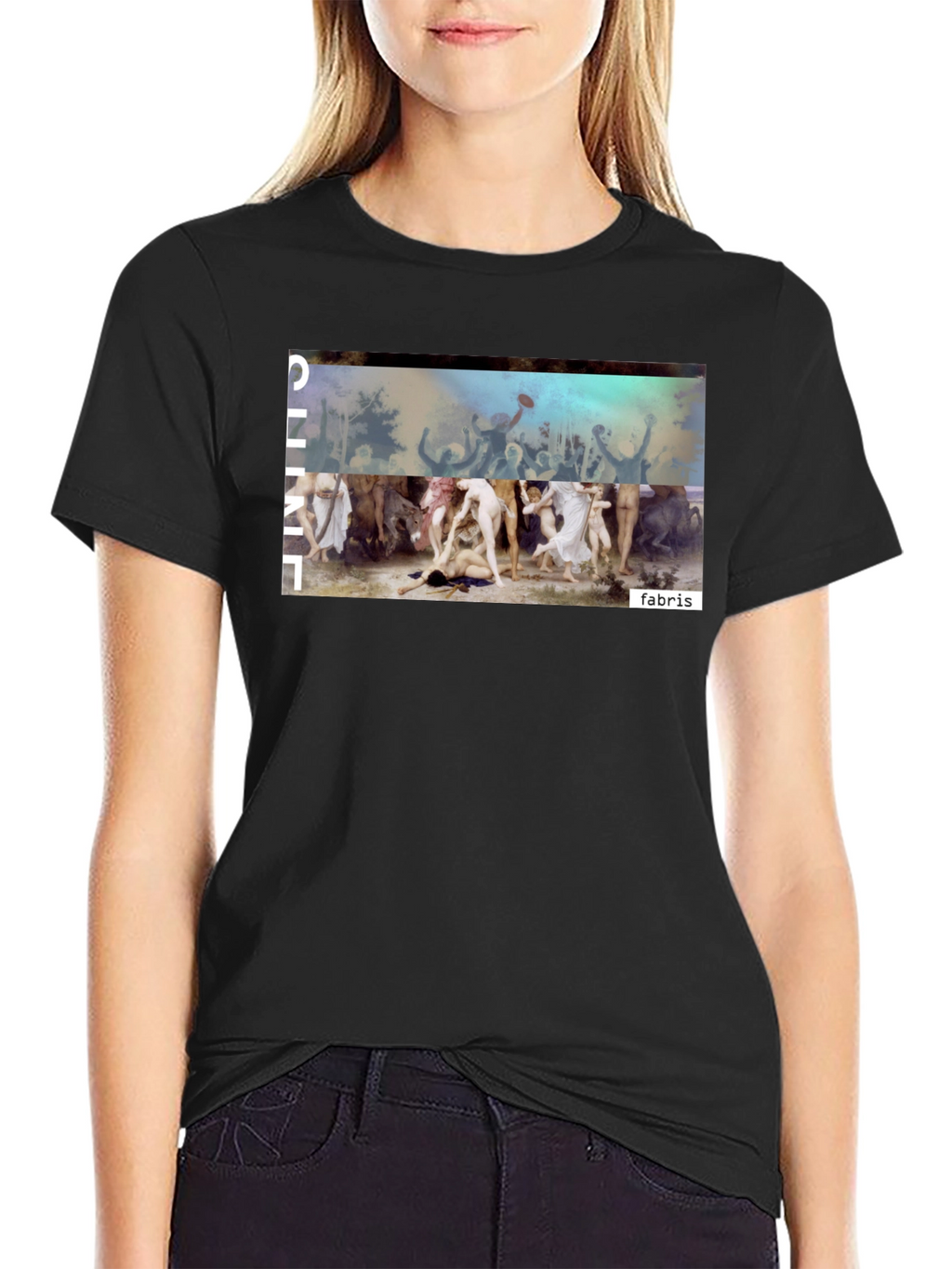 Unique Graphic Print Black Tee