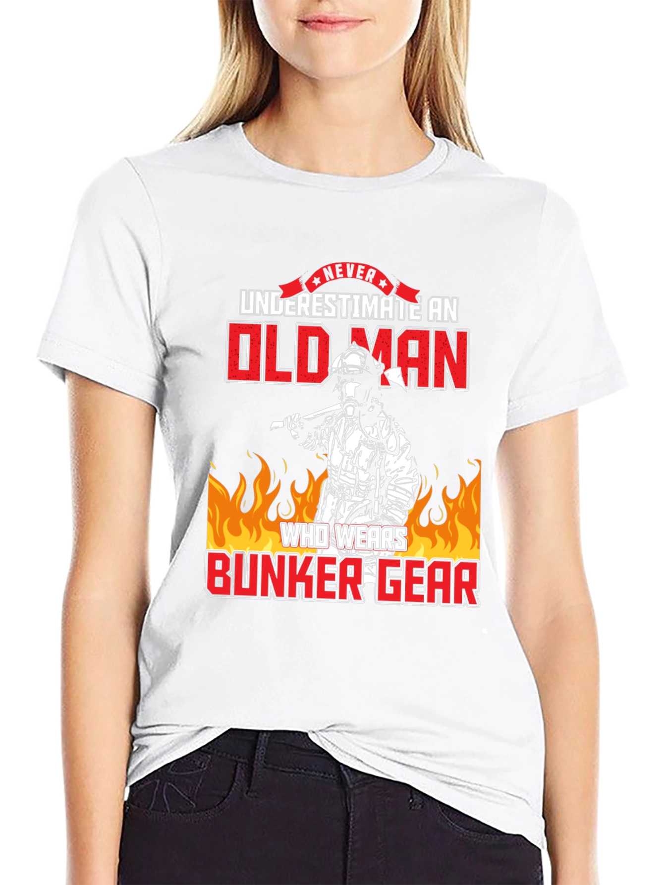 Old Man Bunker Gear Firefighter T-Shirt