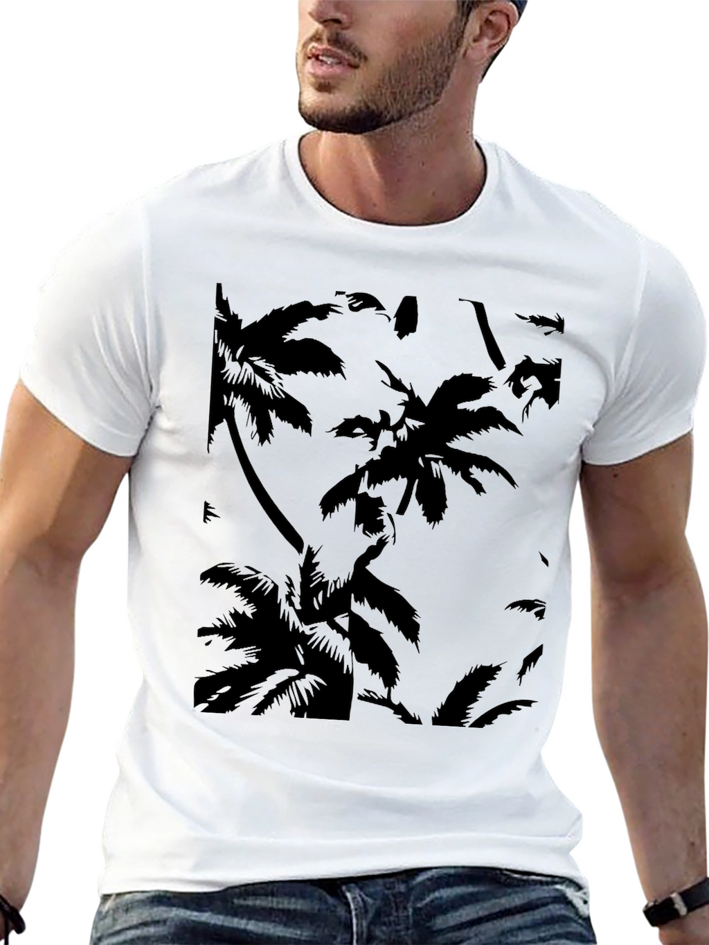 Tropical Palm Tree Black Graphic T-Shirt