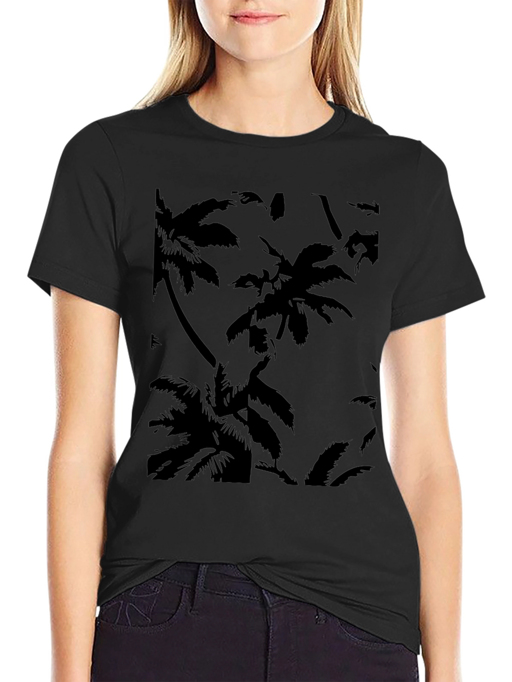 Tropical Palm Tree Black Graphic T-Shirt