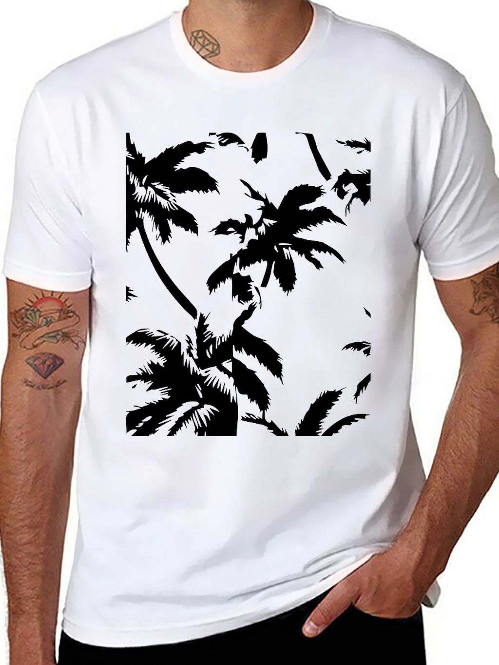 Tropical Palm Tree Black Graphic T-Shirt