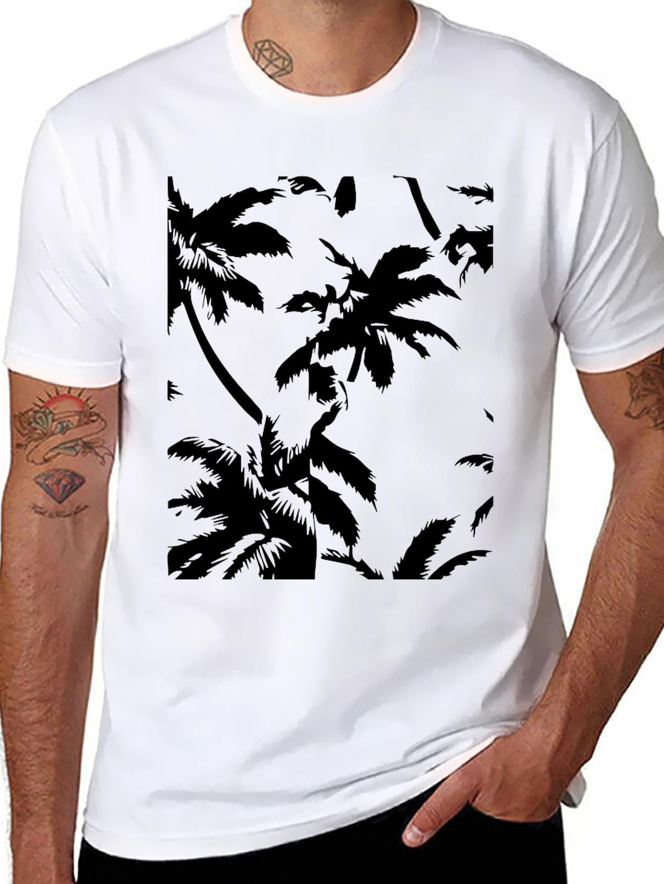 Tropical Palm Tree Black Graphic T-Shirt