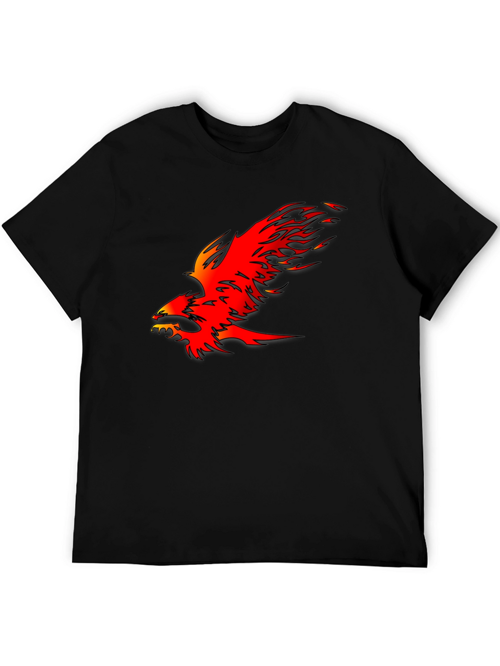 Fiery Phoenix Graphic Tee - Bold Black Cotton T-Shirt