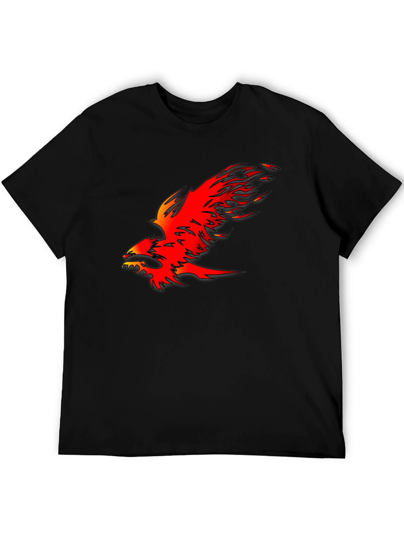 Fiery Phoenix Graphic Tee - Bold Black Cotton T-Shirt