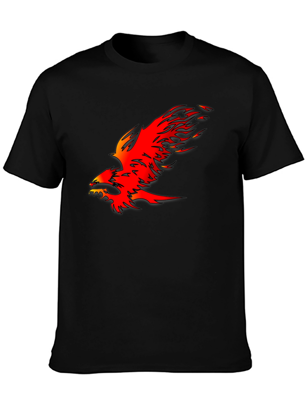 Fiery Phoenix Graphic Tee - Bold Black Cotton T-Shirt
