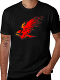 Fiery Phoenix Graphic Tee - Bold Black Cotton T-Shirt