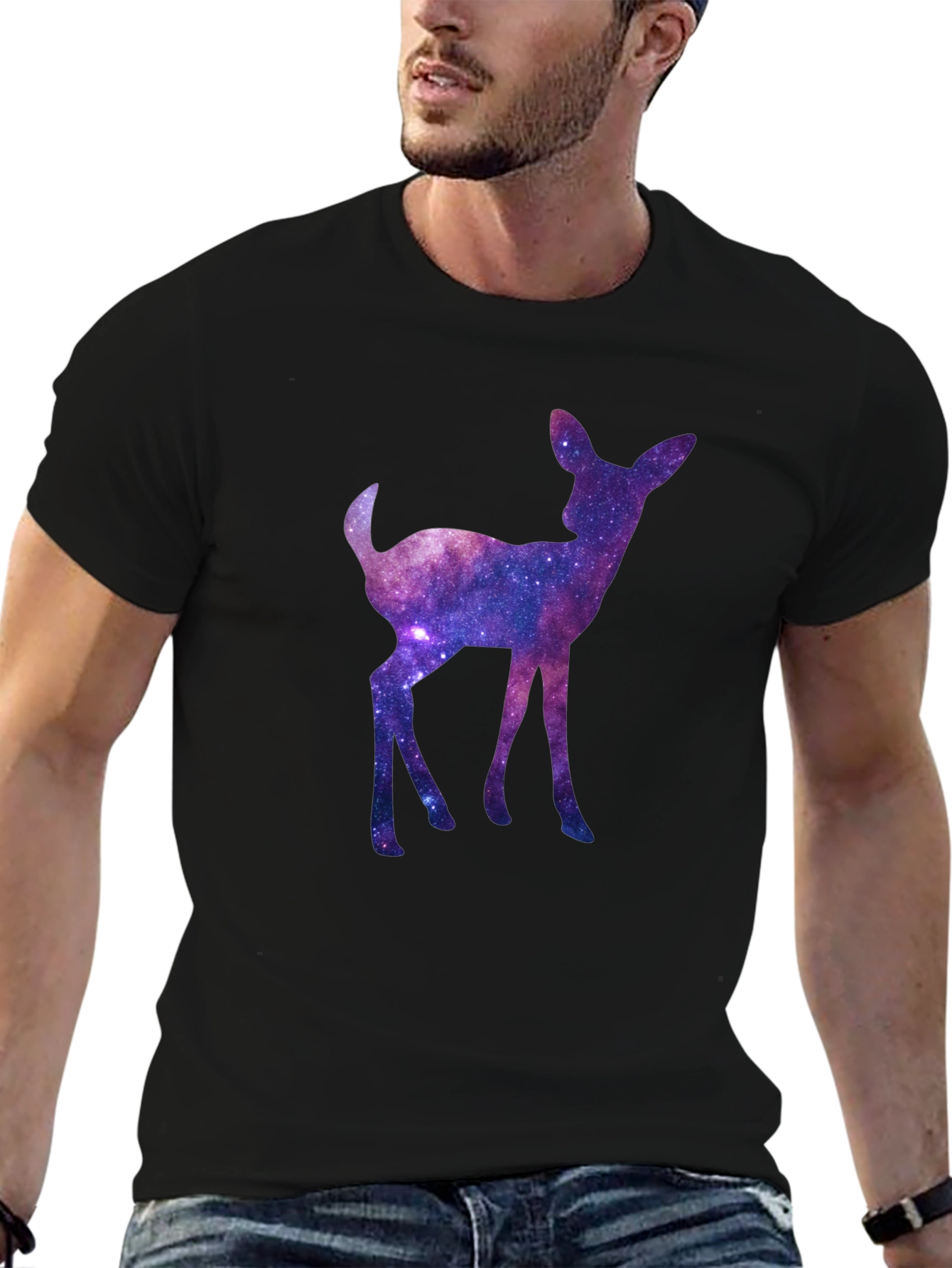 Galaxy Deer Graphic Tee - Cosmic Fawn T-Shirt