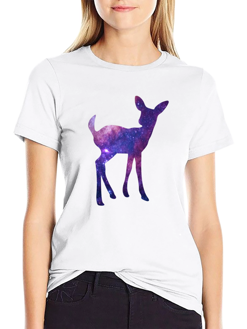 Galaxy Deer Graphic Tee - Cosmic Fawn T-Shirt
