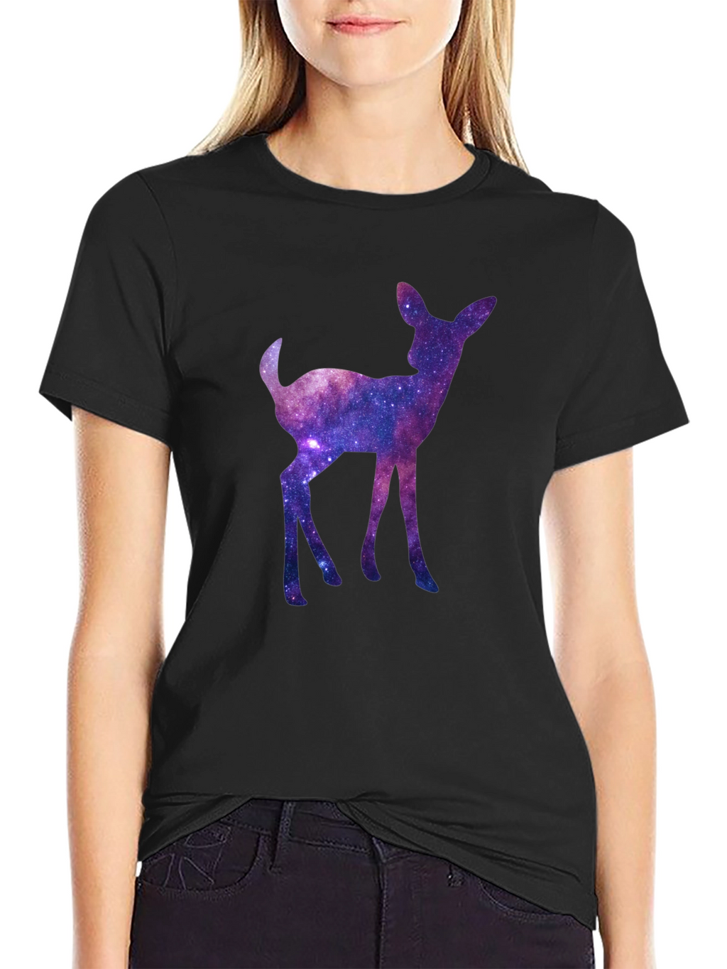 Galaxy Deer Graphic Tee - Cosmic Fawn T-Shirt