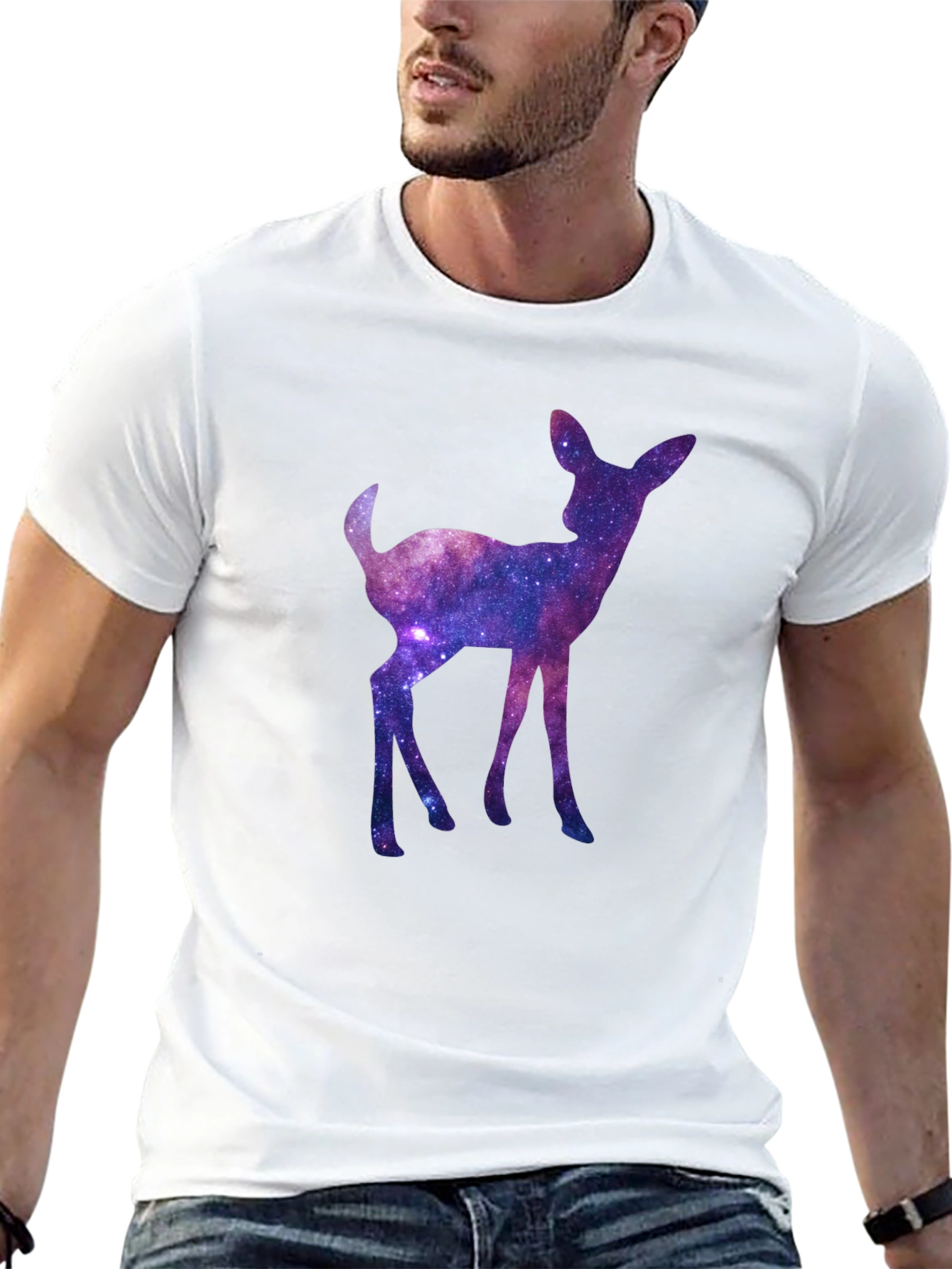 Galaxy Deer Graphic Tee - Cosmic Fawn T-Shirt