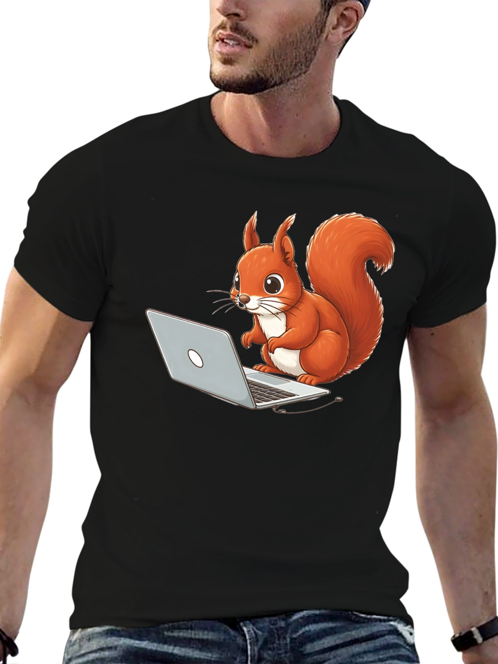 Squirrel Programmer Black T-Shirt