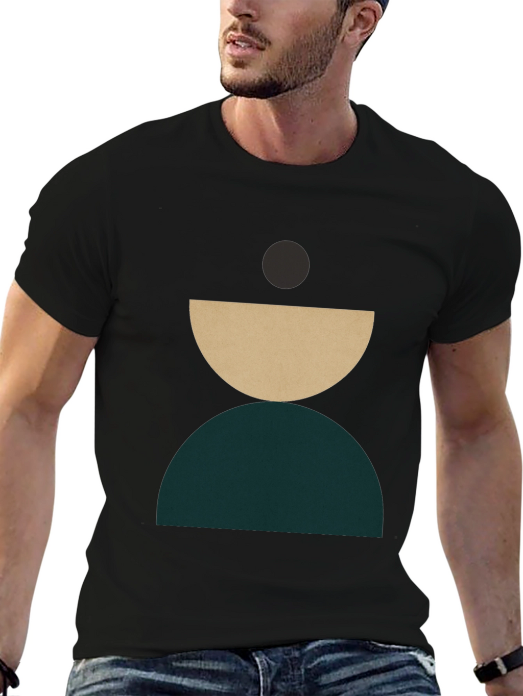 Modern Geometric Graphic T-Shirt - Stylish Crew Neck Tee