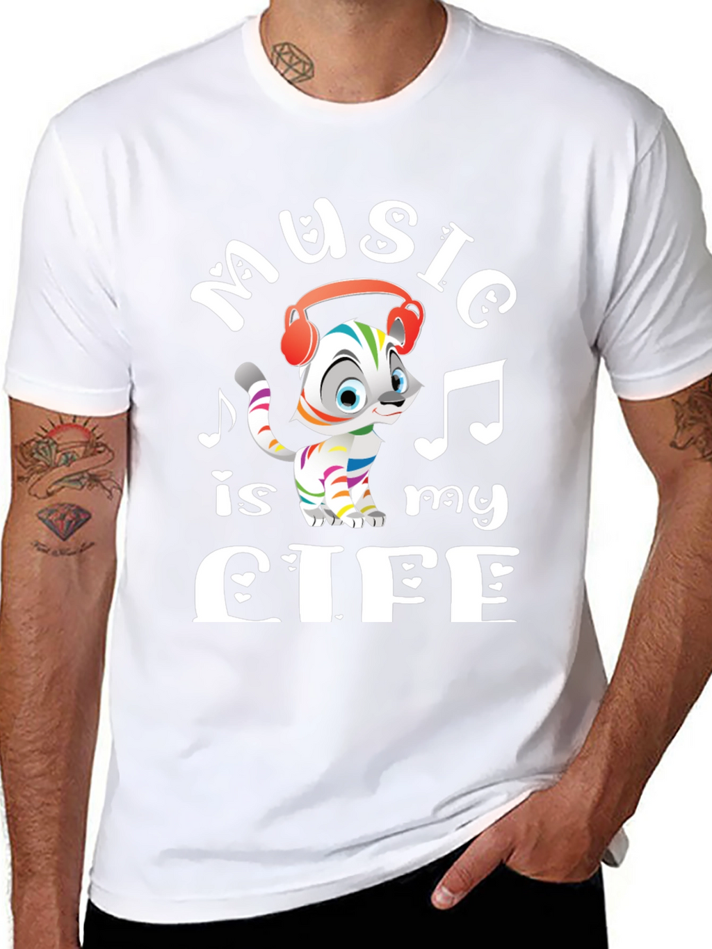 Music is My Life Cat Graphic Tee