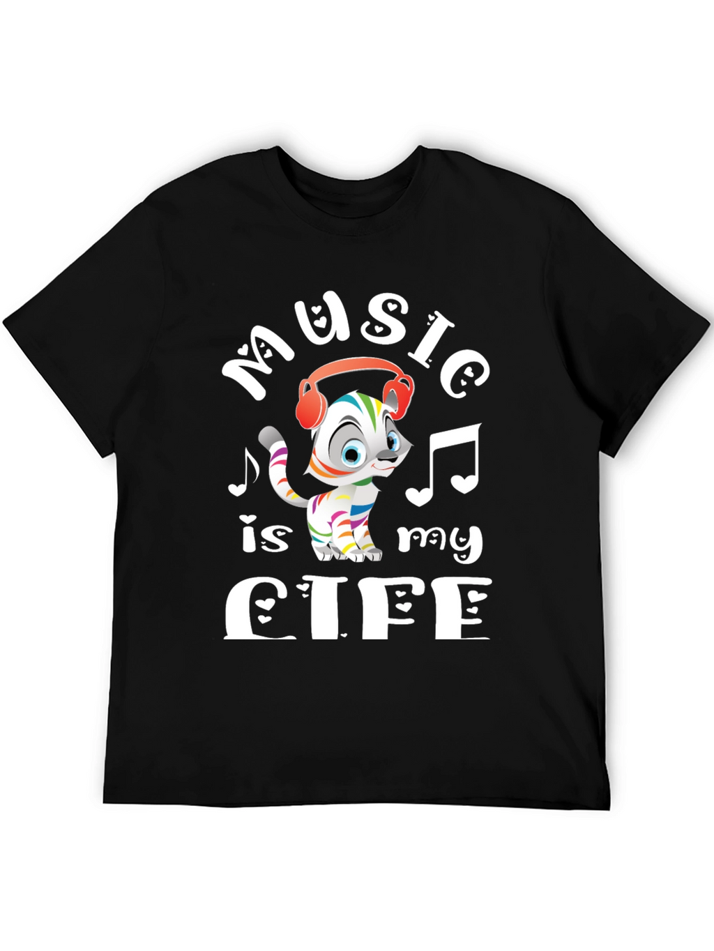 Music is My Life Cat Graphic Tee