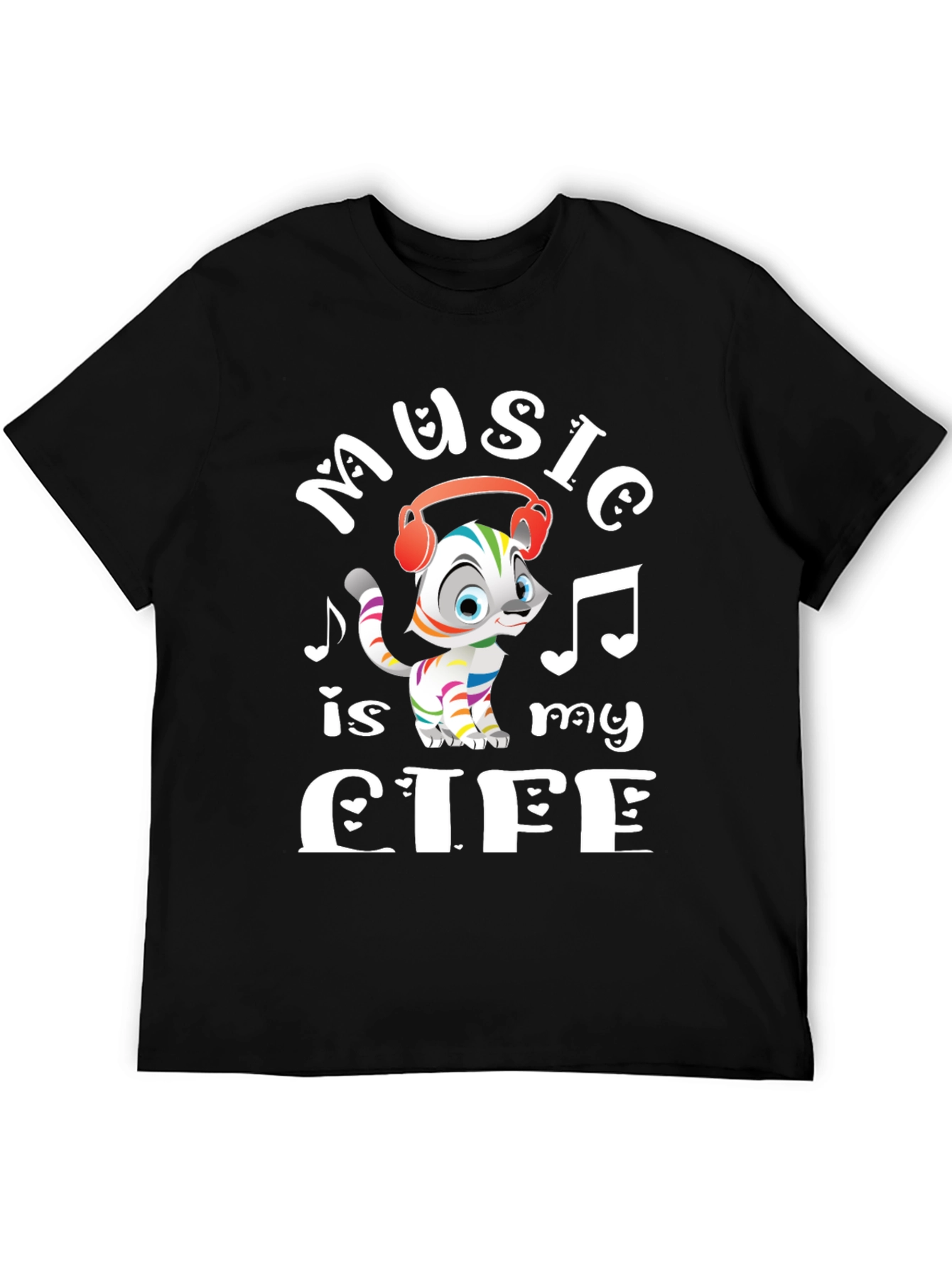 Music is My Life Cat Graphic Tee