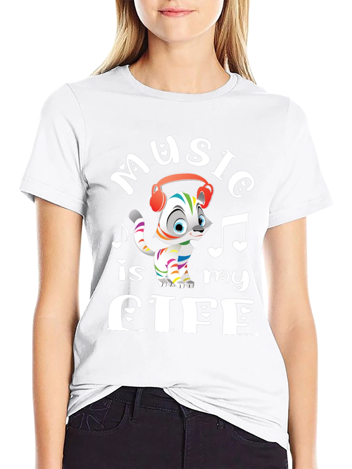Music is My Life Cat Graphic Tee