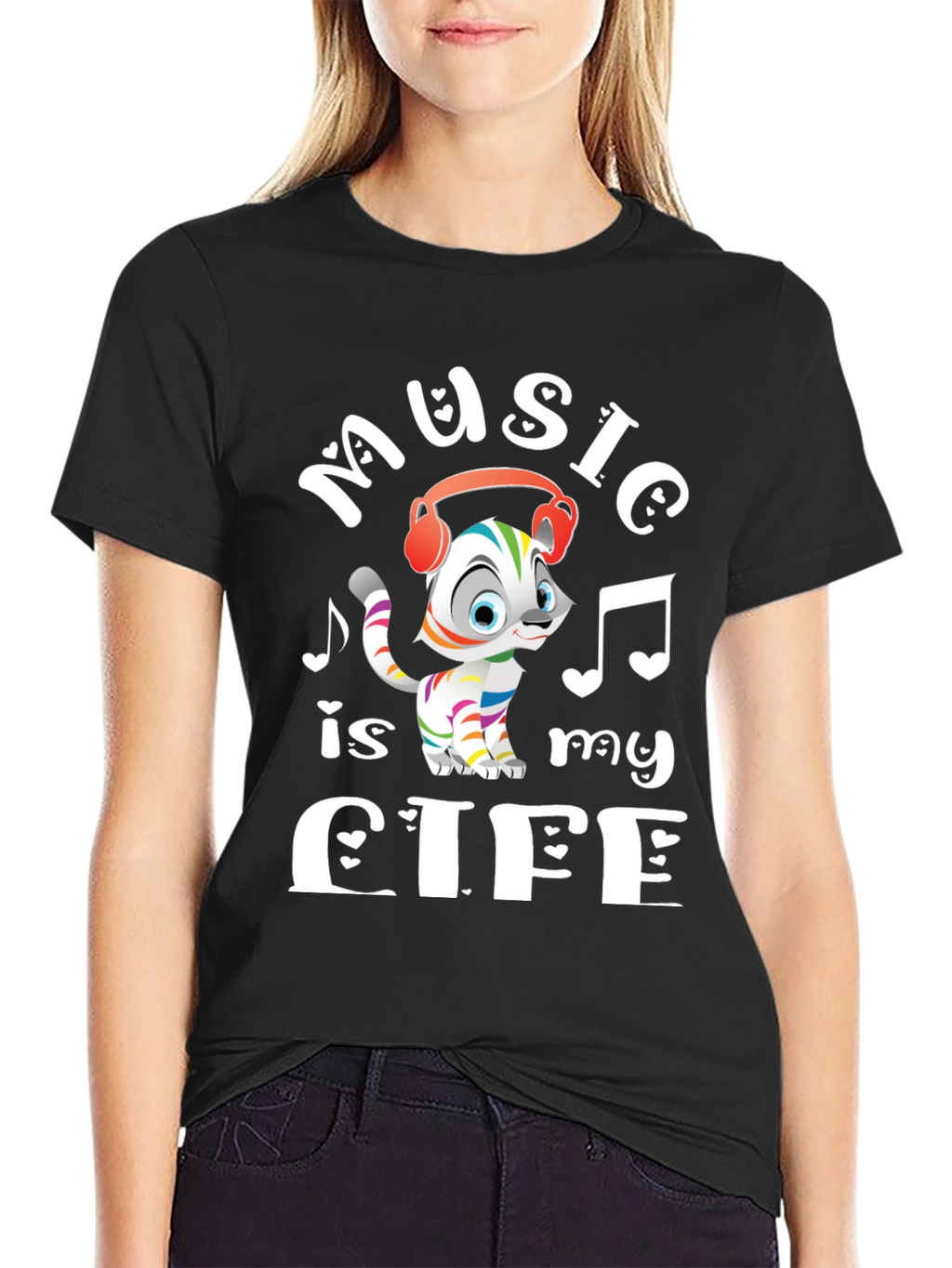 Music is My Life Cat Graphic Tee