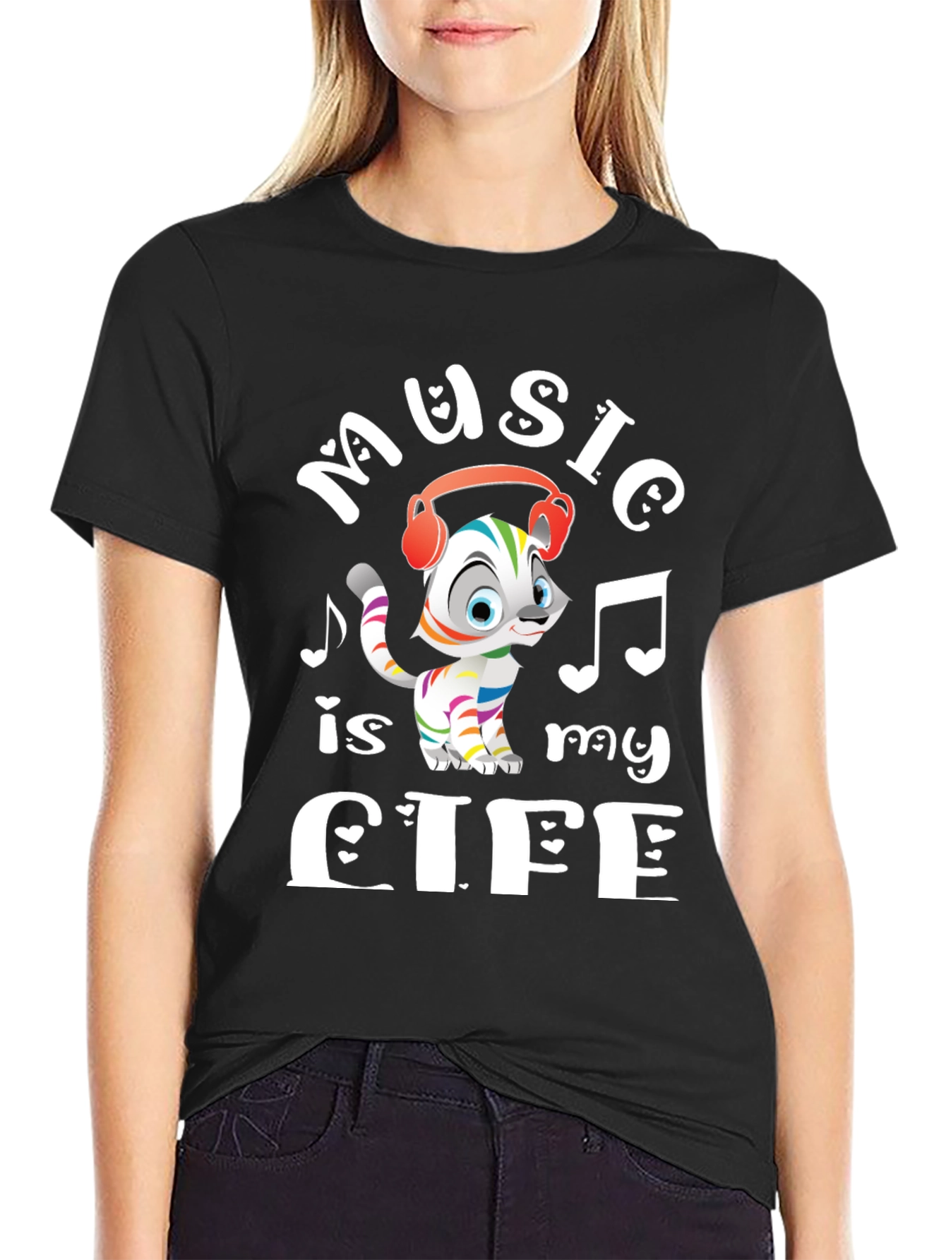 Music is My Life Cat Graphic Tee