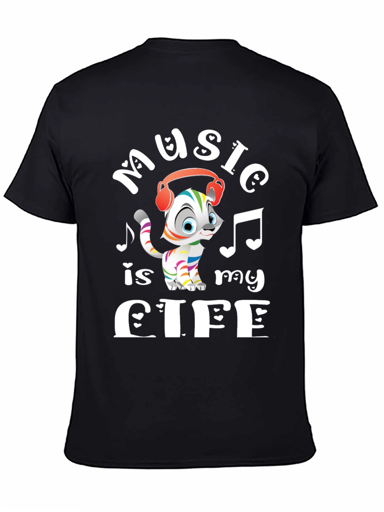 Music is My Life Cat Graphic Tee