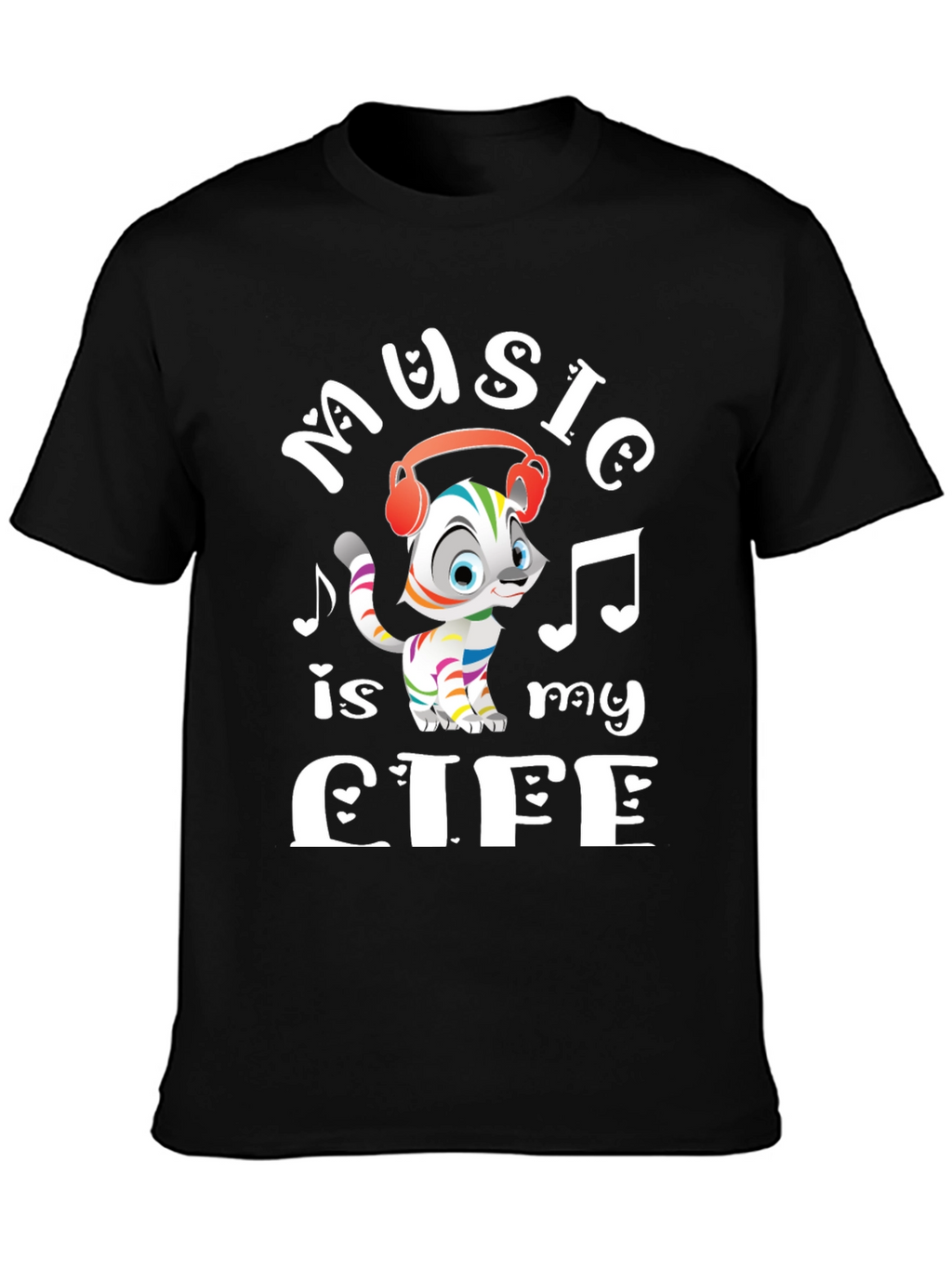 Music is My Life Cat Graphic Tee