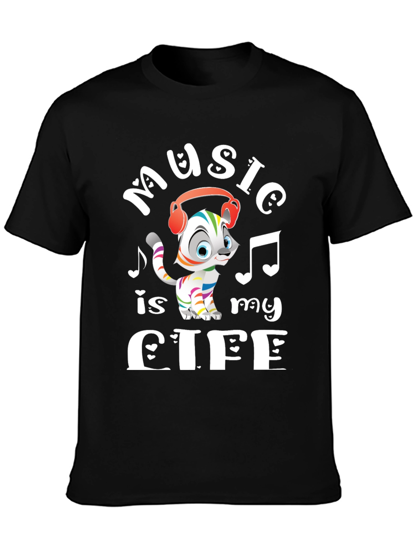 Music is My Life Cat Graphic Tee