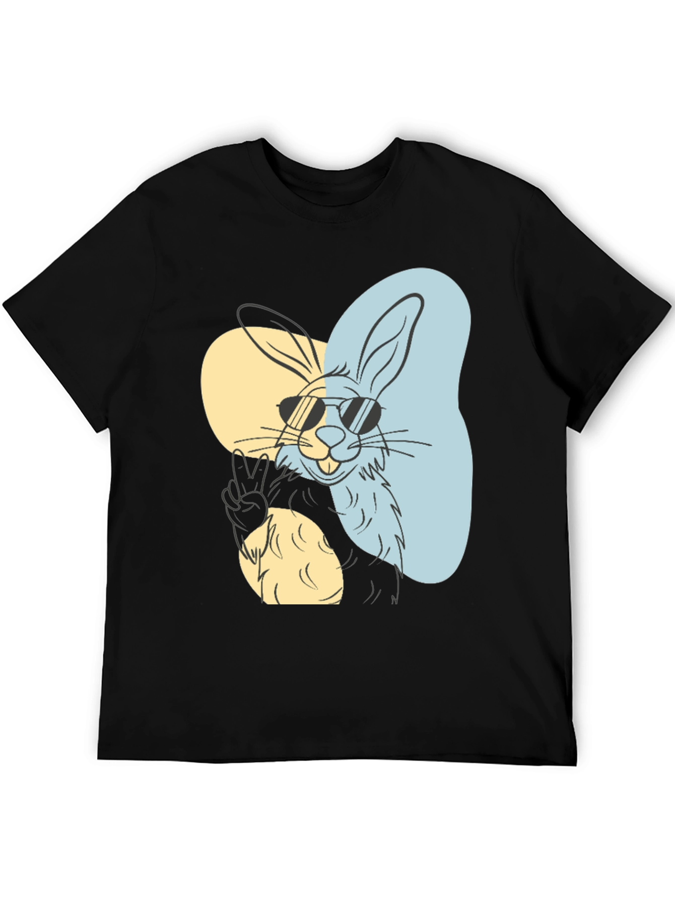 Cool Rabbit Graphic Tee - Peace Out Style!