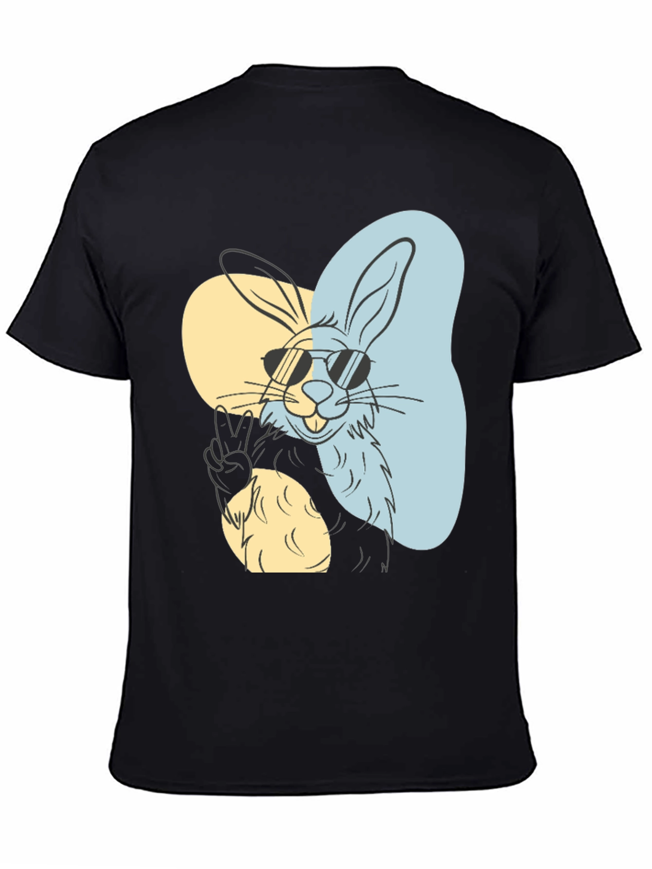 Cool Rabbit Graphic Tee - Peace Out Style!