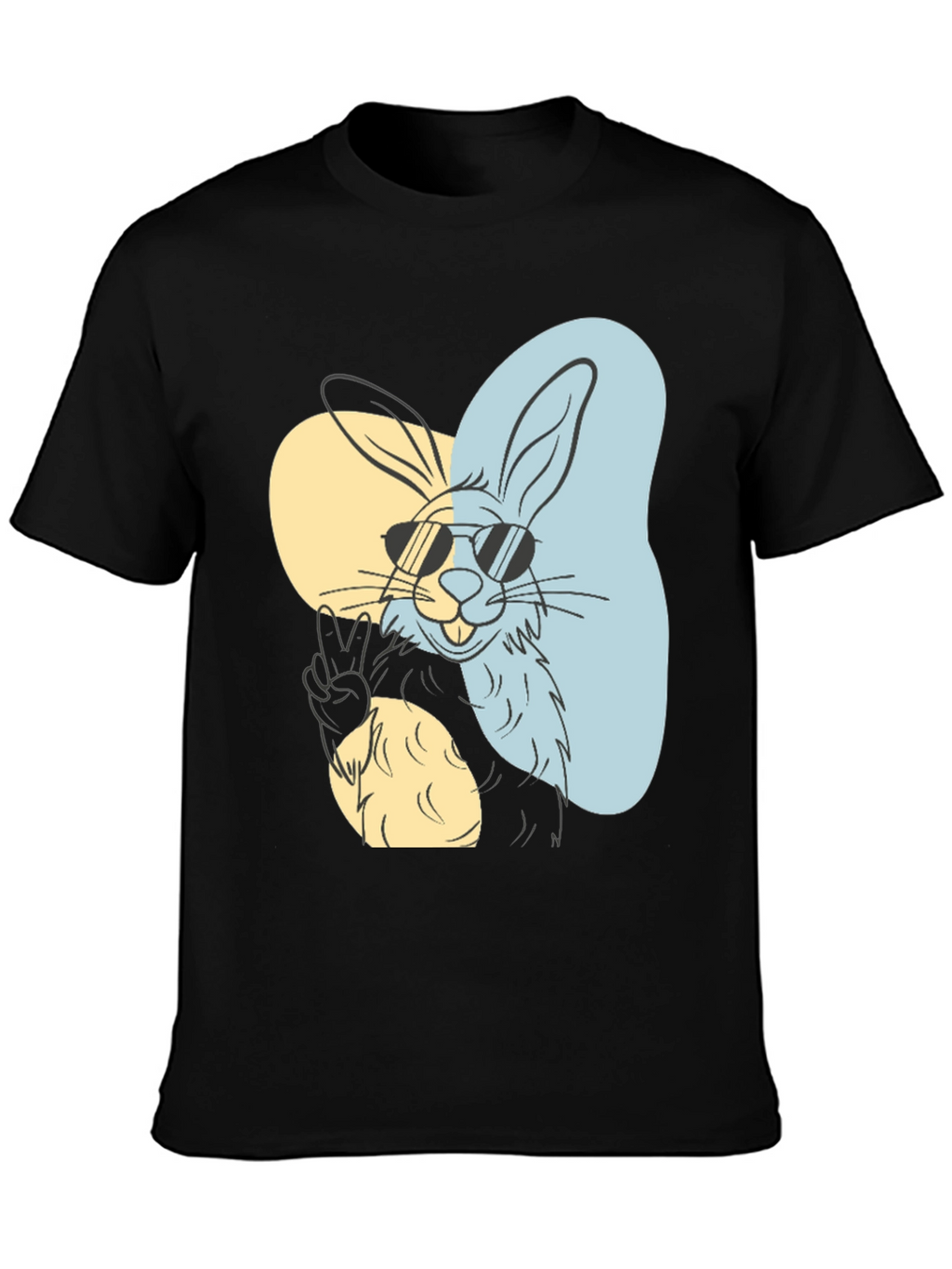 Cool Rabbit Graphic Tee - Peace Out Style!