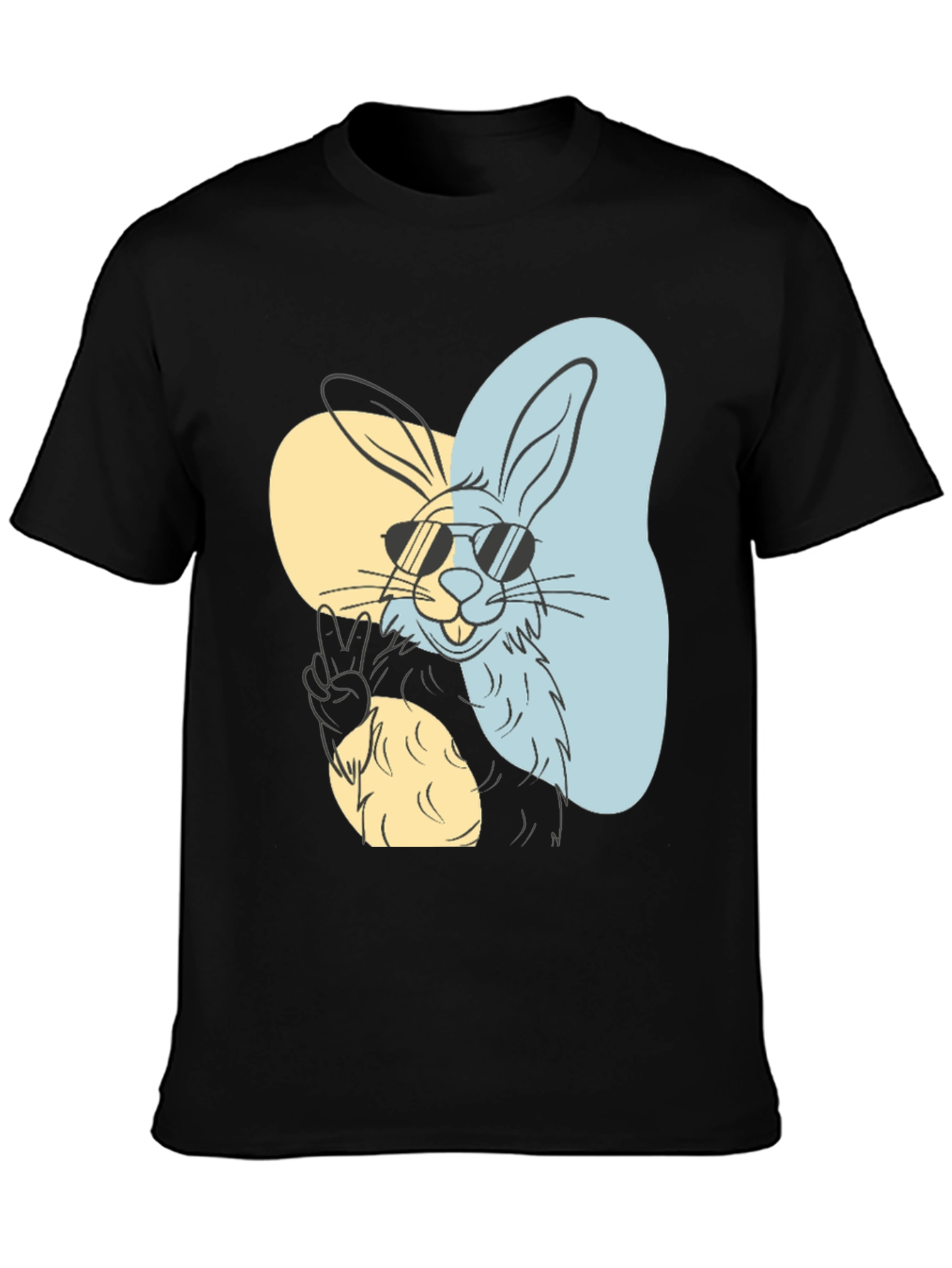 Cool Rabbit Graphic Tee - Peace Out Style!