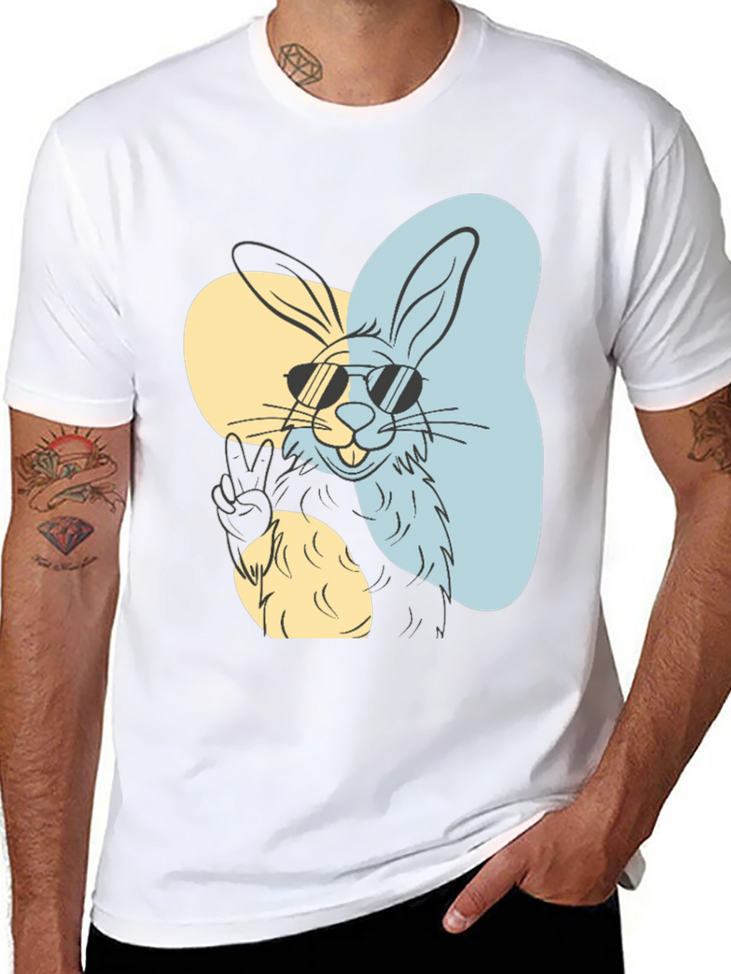 Cool Rabbit Graphic Tee - Peace Out Style!