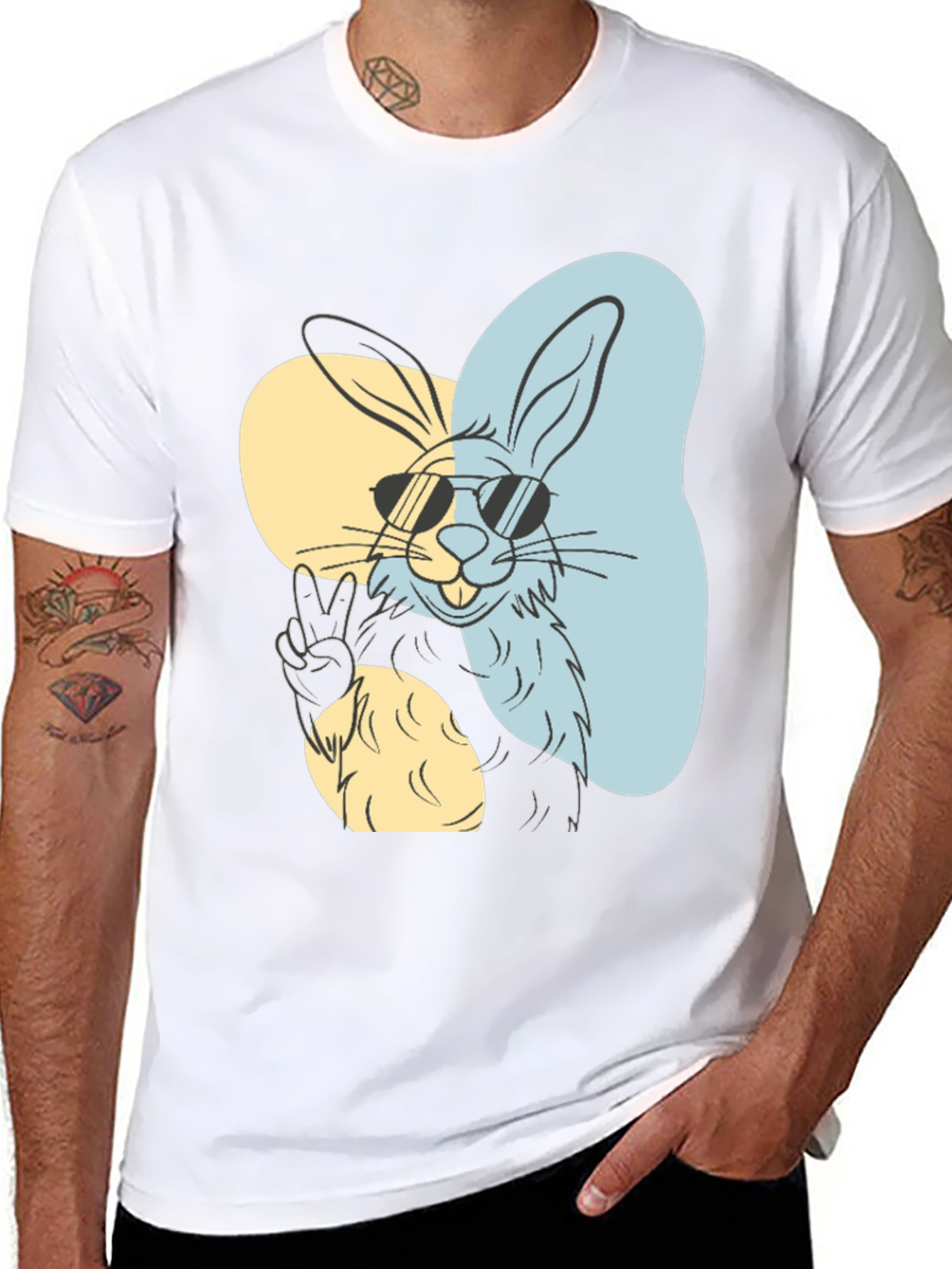 Cool Rabbit Graphic Tee - Peace Out Style!