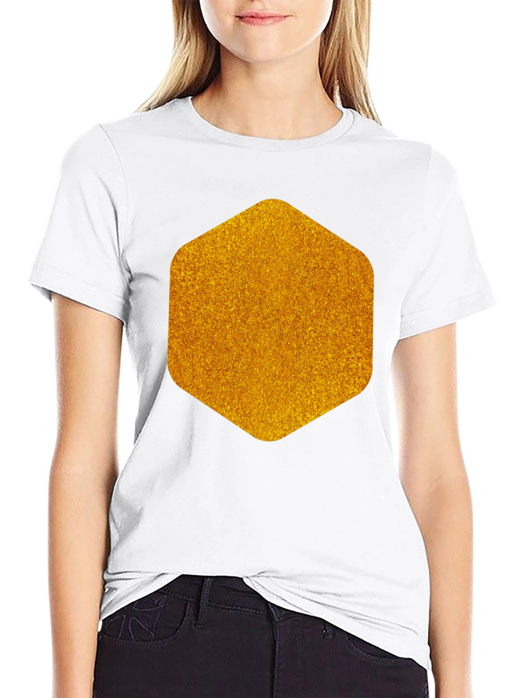 Geometric Gold Graphic Tee - Modern Mens Black T-Shirt