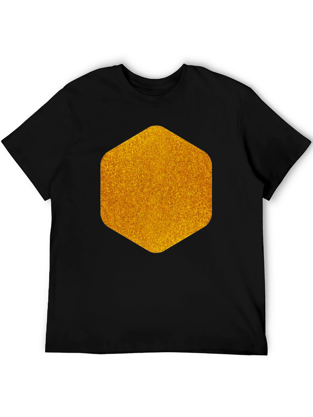 Geometric Gold Graphic Tee - Modern Mens Black T-Shirt