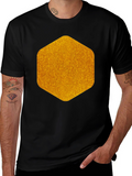 Geometric Gold Graphic Tee - Modern Mens Black T-Shirt