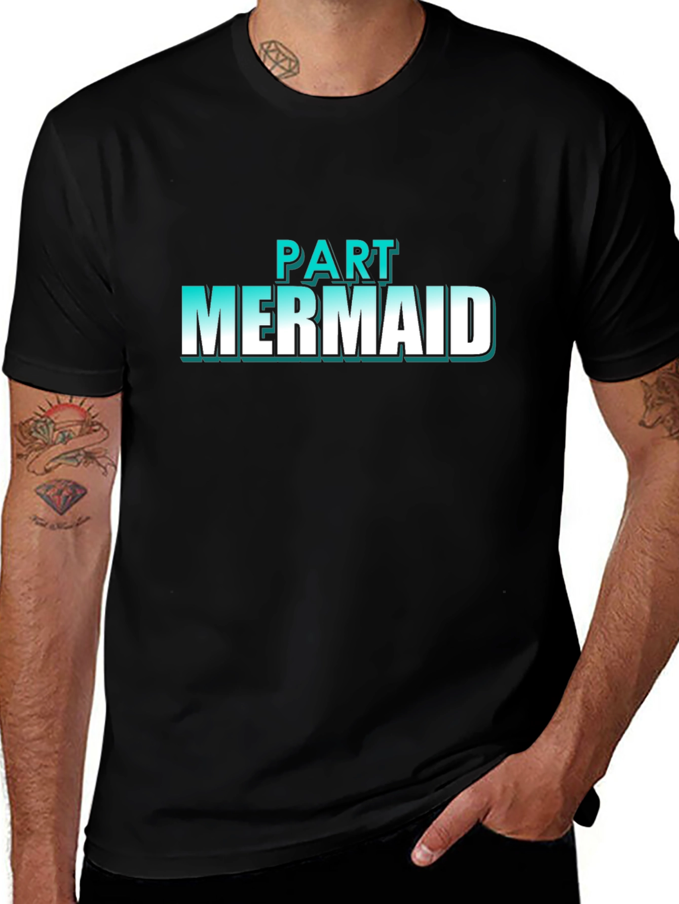 Part Mermaid Graphic T-Shirt - Black Cotton Tee