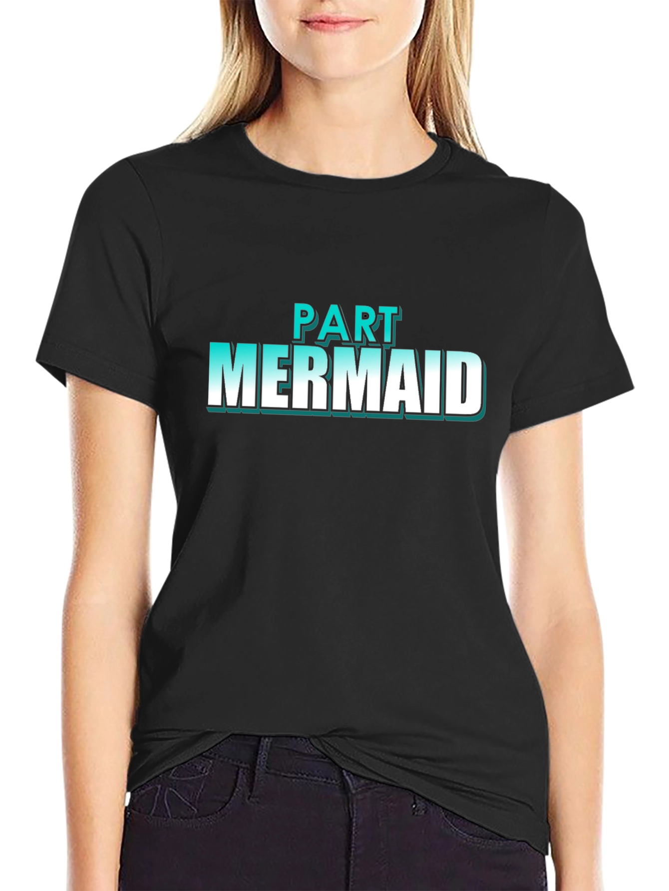 Part Mermaid Graphic T-Shirt - Black Cotton Tee