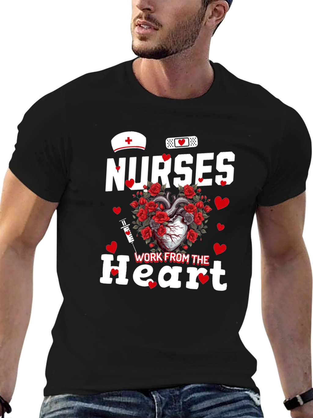Nurses Work From The Heart Graphic Tee
