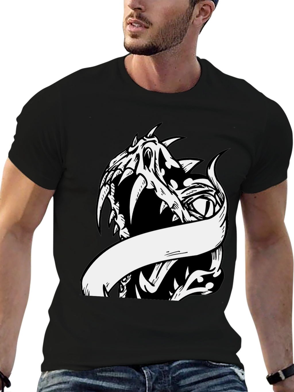 Edgy Dragon Graphic Print Tee