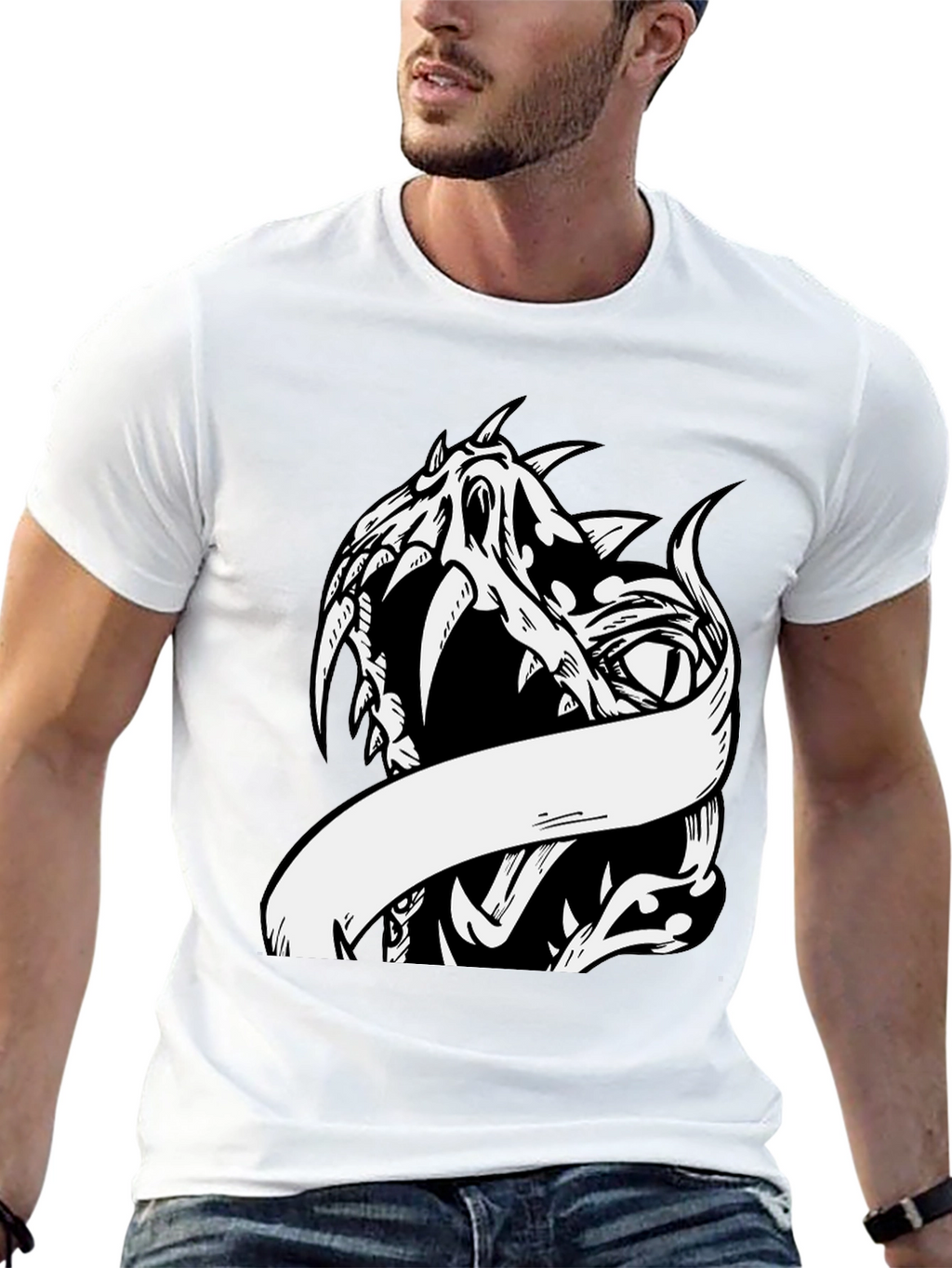 Edgy Dragon Graphic Print Tee